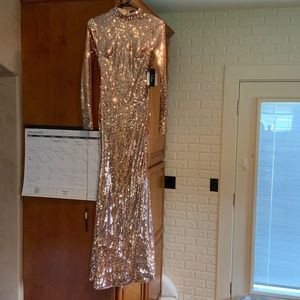 Long Sleeve Champagne LULU’S Sequined Dress
